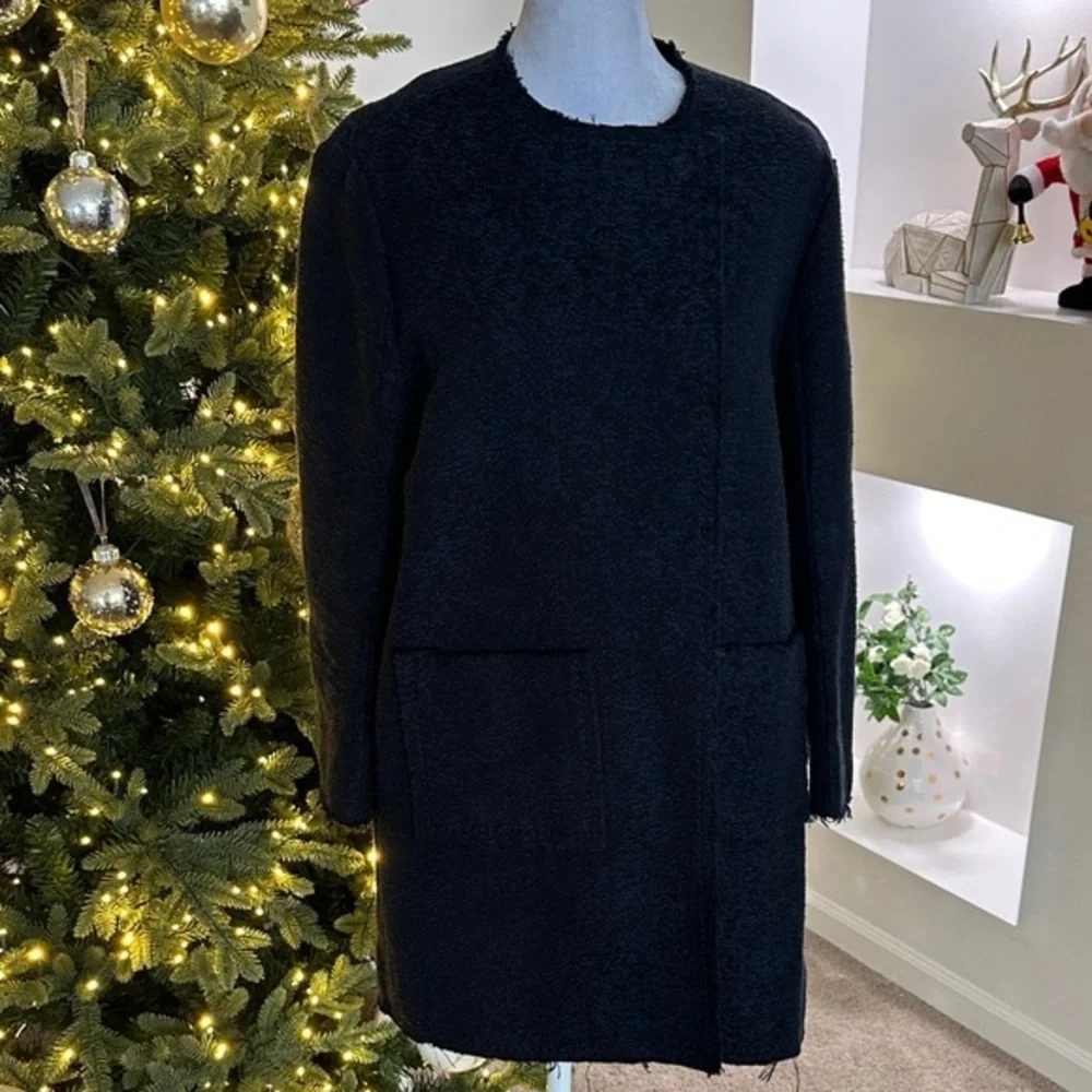 Dorothee Schumacher Chic Black and blu Long Sleeve Women's Coat